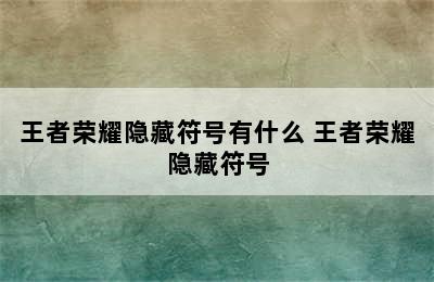 王者荣耀隐藏符号有什么 王者荣耀隐藏符号